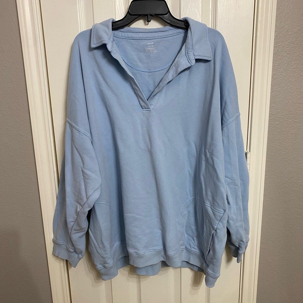 Aerie Light Blue V-Neck Pullover Size XL